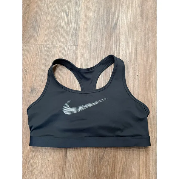 Nike‎ Swoosh Dri-FIT Womens Black Racerback Sports Bra Graphic Logo Large - Image 2