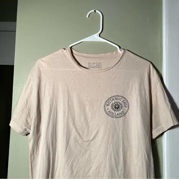 LCM International Unisex Sz Large T-Shirt Botanic Shop Holland Beige Gray Cotton - Image 2