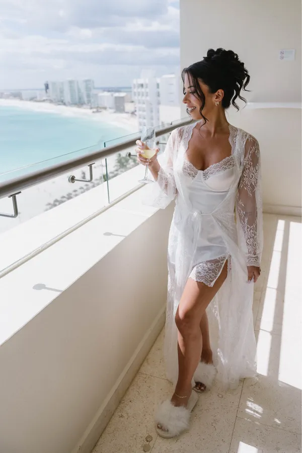White lace bridal getting ready robe Size XS - Image 2