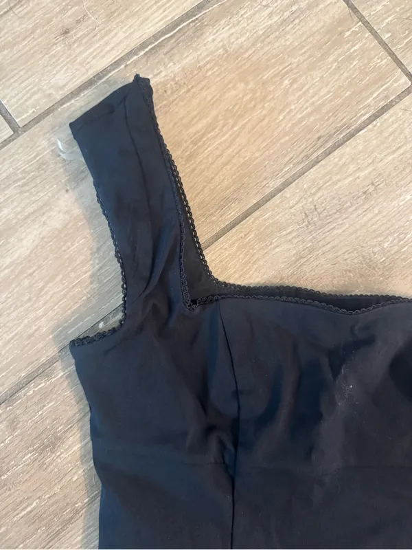 wild fable Black Square-Neck Crop Top with Wide Straps - Image 2