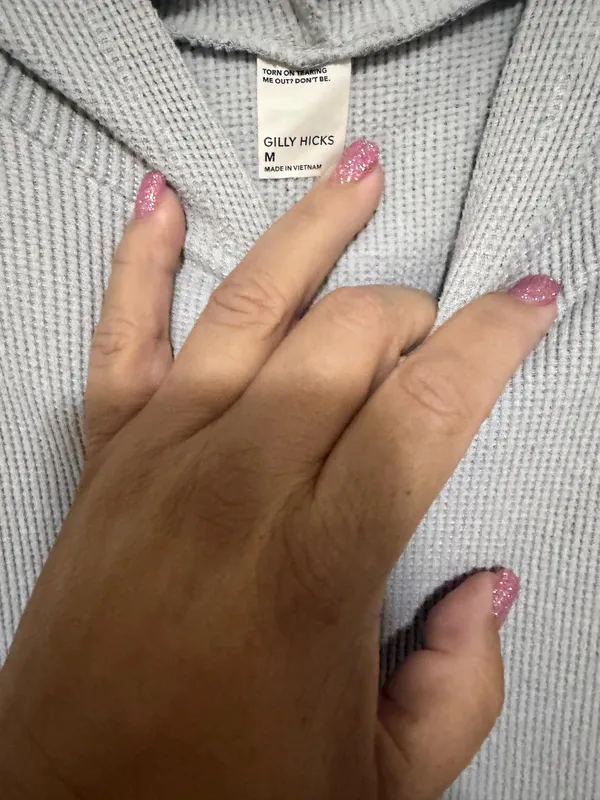 Gilly Hicks Grey Waffle Knit Long Sleeve Crop Hoodie - Image 4