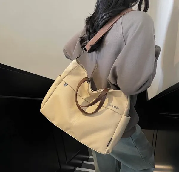 Canvas tote bag Tan - Image 8
