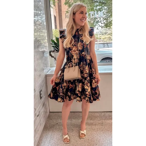 Ulla Johnson Joan Lupine Floral Ruffle Tiered Cotton Dress Size 2 - Image 3