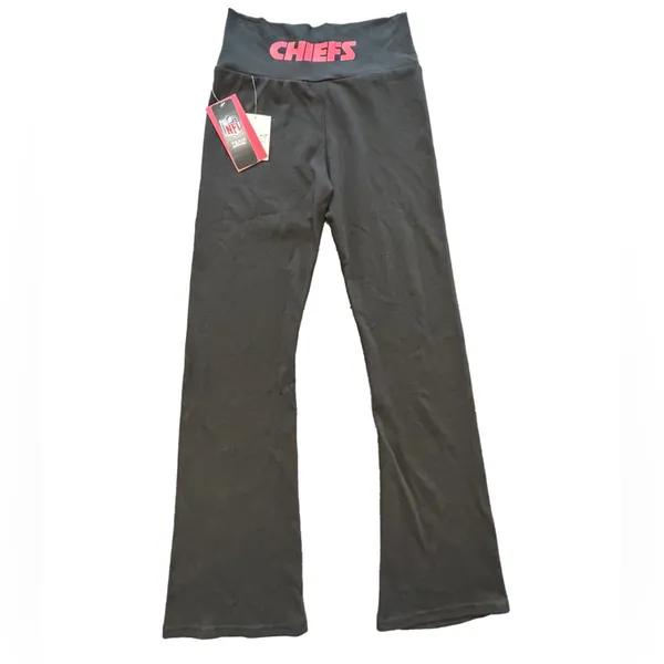 Forever 21 NFL collab Kansas City Chiefs black flare high rise yoga pants NWT LG - Image 4