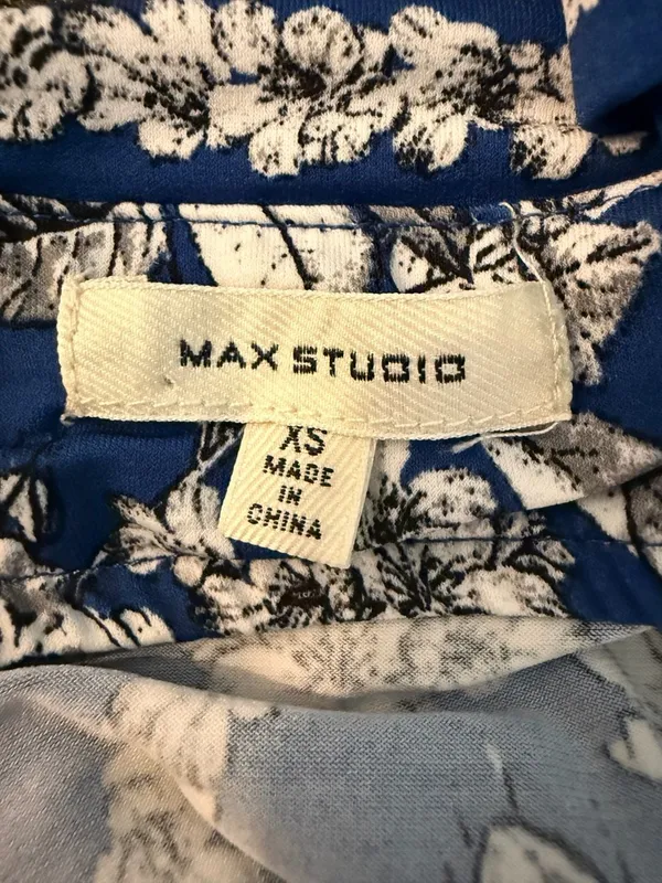 Max Studio Halter Neck Blue White Floral Print Midi Dress XS - Image 2