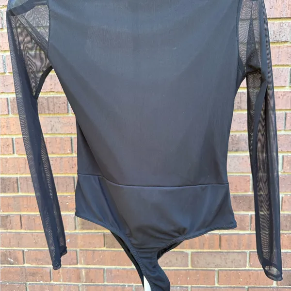 Pretty Little Thing Women's Sexy Black Sheer Bodysuit Long Sleeve Size 8 EUC - Image 8