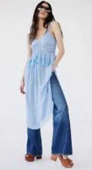 Free People Light Blue Kiki Slipdress Sz M - Image 7