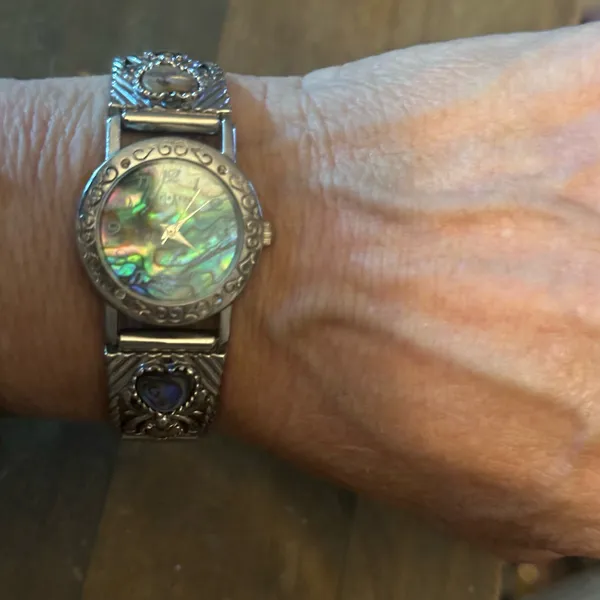 Vintage LA Express abalone shell watch Silver - Image 4