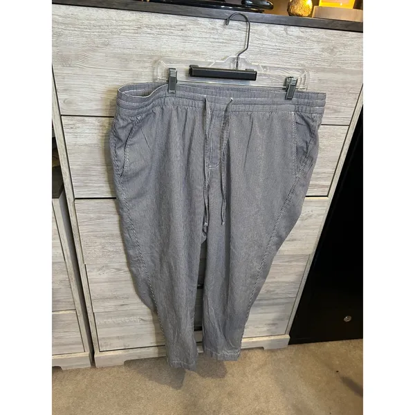 Gap Easy Pant Blue White Striped Elastic Waist Drawstring Trousers XL - Image 2