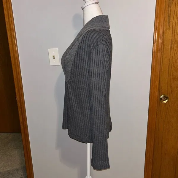 NIKE women’s Yoga Luxe Ribbed Cover Up‎ Sweater gray size M - Image 3