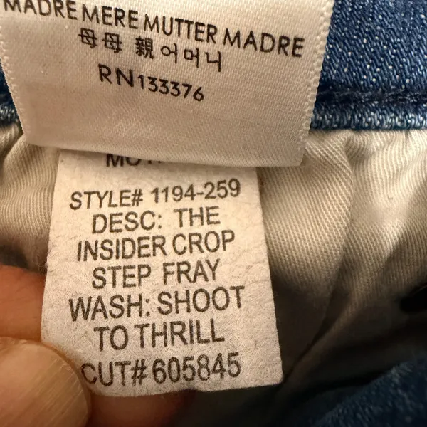 MOTHER Crop Jeans Shoot To Thrill Blue Denim Size 27- Stretch *ALTERED - Image 10