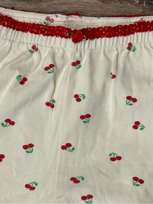 Love Peace and Lazy Days Scalloped Hem Cherry Pajama Pants Women’s Small - Image 4