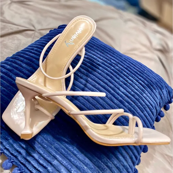 Vivianly NWOT Women's Size:9 Tan Square Toe Strappy Heels - Image 7