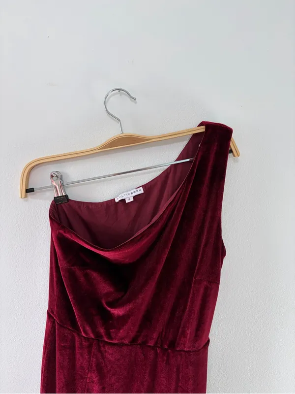 Baltic Born Velvet Burgundy One Shoulder Maxi - Image 4