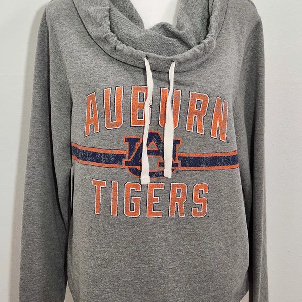 Auburn Tigers Sweatshirt with Funnel Neck Size Large Auburn Gray Sweatshirt - Image 2