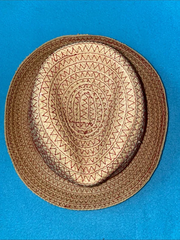 ANN TAYLOR paper straw trilby fedora pinched front red stitching size OSFA - Image 6