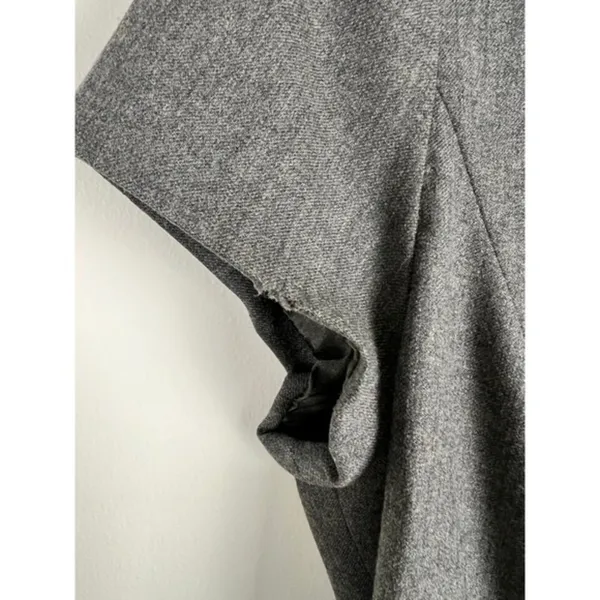 Ralph Lauren Grey Virgin Wool Blend Notched V-Neck Sheath Dress Size 4 - Image 15