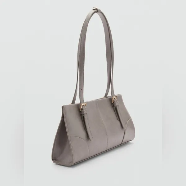Mango MNG - gray top handle shoulder faux leather bag - Image 3