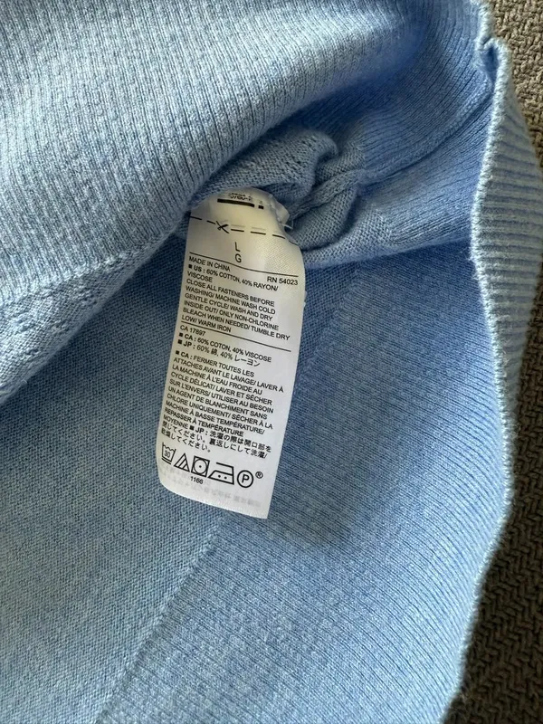 Banana Republic Womens Blue Pointelle Front Cardigan Sweater Sz L - Image 2