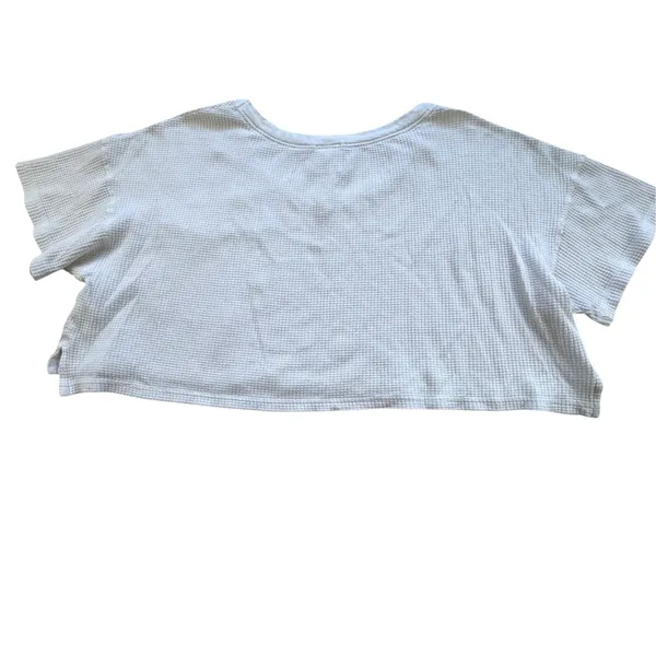 Offline by Aerie White Waffle Knit Crop Top Womens Large V Neck Pocket Coquette - Image 2