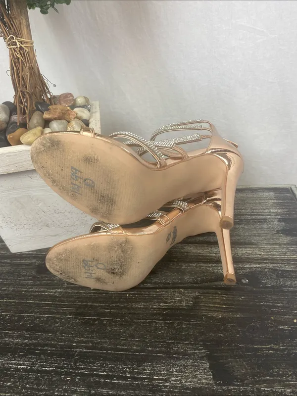 Liliana Rose Gold Sequins Kimora Strappy Heel Shoes 8 - Image 6