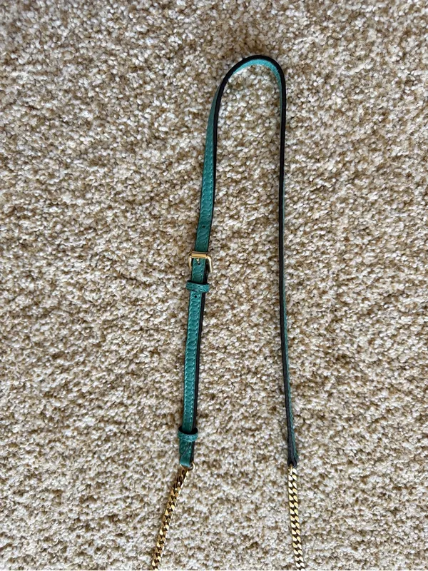 Burberry Madison Wallet on a Chain Pebble Leather Crossbody Bag in Aqua Teal - Image 11