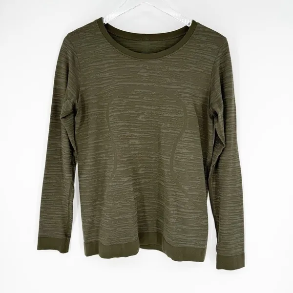 Lululemon Swiftly Relaxed Fit Long Sleeve‎ Shirt Women's Size 8 Green Athleisure - Image 2