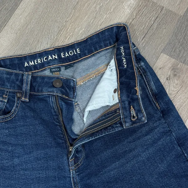 American Eagle Mom Jeans Women 2 Short Blue Tapered Leg High Rise Stretch Y2K‎ - Image 8