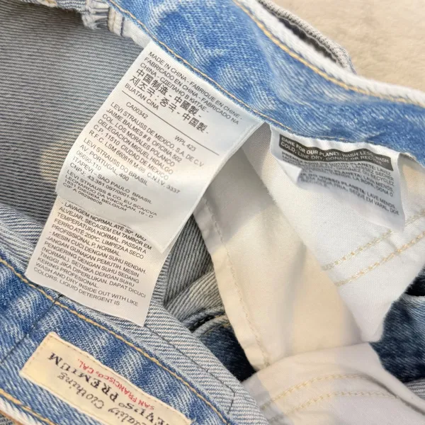 Levis Mom Skirt Light Acid Wash Blue Denim Button Fly Size 24 Jean Retro BOHO‎ - Image 6