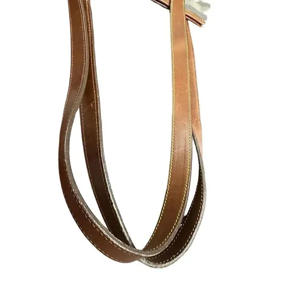 Vintage Dooney & Bourke Brown Tan Plaid Leather Trim Womens Purse Tote Bag - Image 7