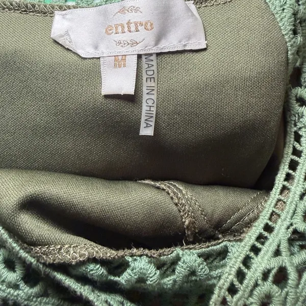 Entro Green Crochet Boho Peasant Dress Size Medium. Fairy core - Image 4