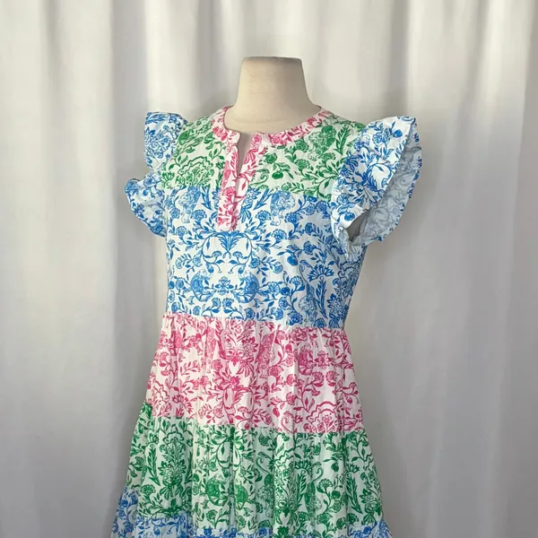 ROLLER‎ RABBIT Aitona Pippa Dress Tiered Tropical Floral Jungle Print Small - Image 7