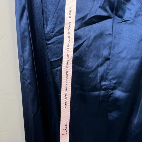 NEW Lulus Memorable Entrance Dark Blue Strapless Satin Empire Style Maxi Dress - Image 7