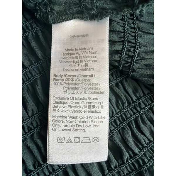 MADEWELL Womens large Lucie Bubble Sleeve Smocked Top Dark Green bohemian y2k - Image 8