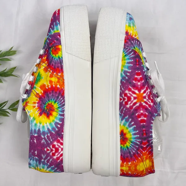 Superga Canvas Platform Sneakers Rainbow Tie Dye Womens Size 8.5 - 9 Like New - Image 3