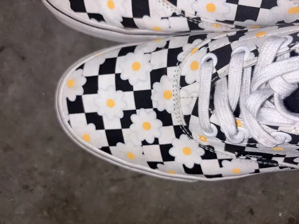 Vans Daises Checkerboard Lace Shoes Size 10 - Image 5