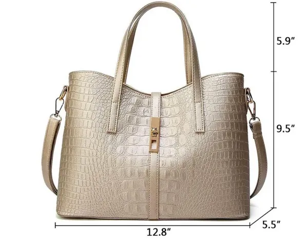 Women’s Faux Leather Handbag Tan - Image 2