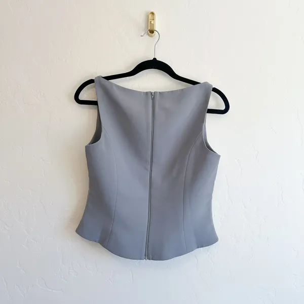 Amanda Uprichard | Revolve Ines Corset‎ Style Crop High Neck Top Fog Gray - Image 5