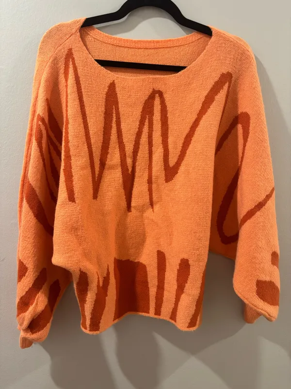 Amazon Orange Abstract Sweater - Image 2
