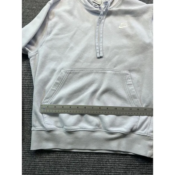 Nike Sportswear Essential Hoodie Light Periwinkle Blue Embroidered Logo Small - Image 6