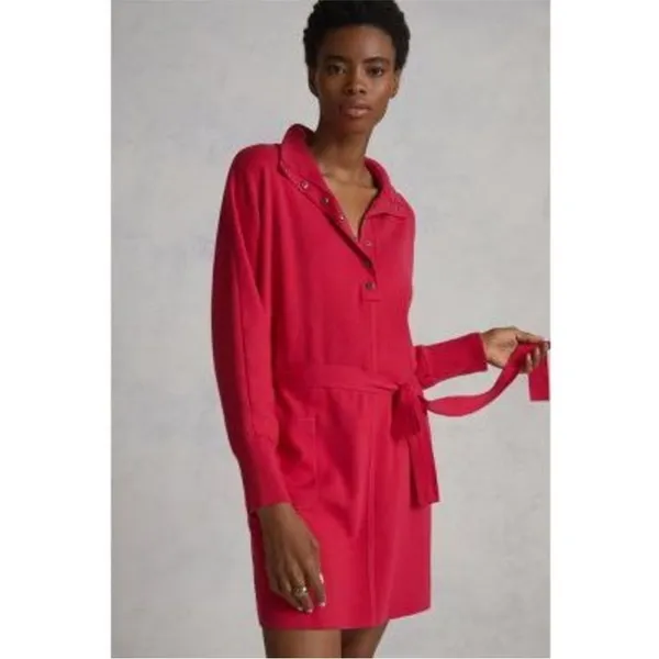 ANTHROPOLOGIE Daily Practice Polo Knit Mini Tunic Dress Hot Pink Small NEW - Image 5