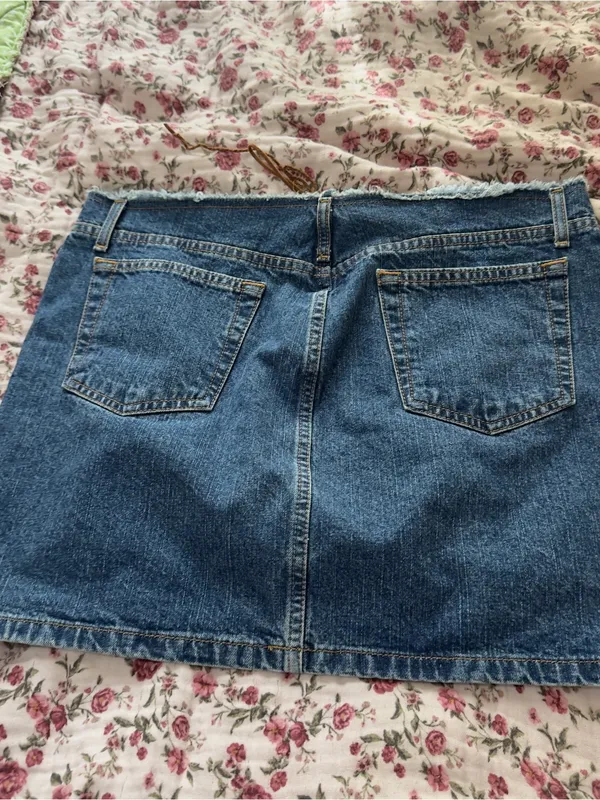 Vintage Denim Lace-Up Mini Skirt - Blue - Image 6