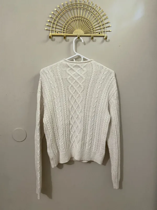 J. Crew Ivory Cable Knit Crewneck Sweater - Image 2
