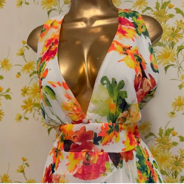 Glamazon floral boho V neck summer maxi dress size M - Image 3