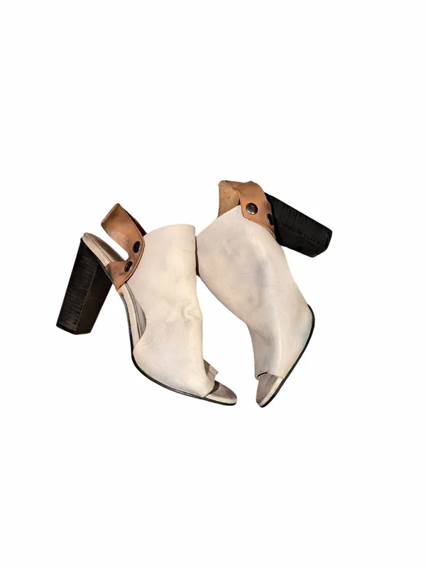 Free People Open-Toe Leather Mule Sandals in Cream Size 39 - Image 3