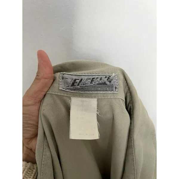 Vtg USA Utility Shirt Dress 10 Safari Minimalist Military Green Normcore Cotton - Image 2