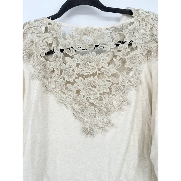 Anthropologie Meadow Rue Cream‎ Bria Embroidered Lace Back Pullover Top Small - Image 5