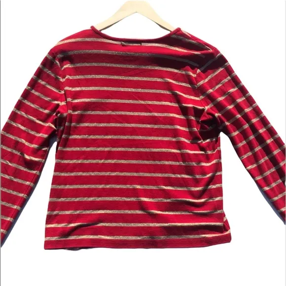 Ralph Lauren Red and Gold Striped Top Size‎ XL - Image 8