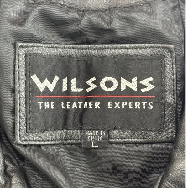 Wilsons The Leather Experts Black Leather Zip Front Jacket Womens‎ Large L - Image 3