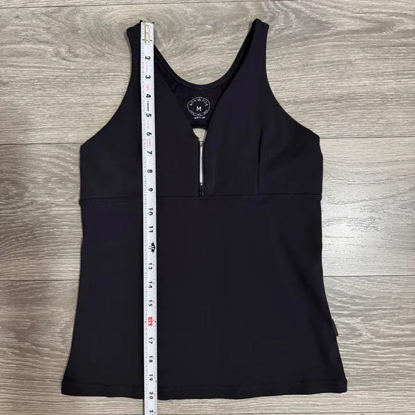 KOS USA Womens Black Supplex Lycra Racerback Activewear Tank Top Sz M‎ Zip Front - Image 6